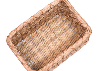 Vintage natural rectangular seagrass handmade basket isolated on white background