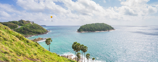 Andaman sea view in Phuket island, Thailand. Blue sky and turquoise color sea. Banner