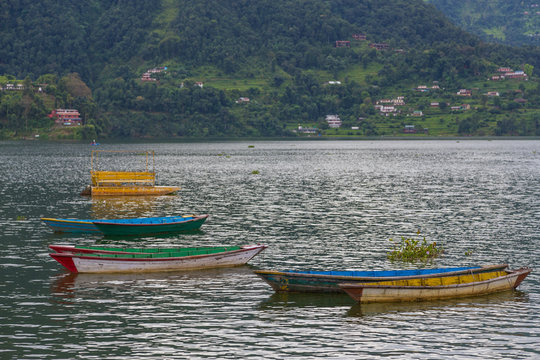 Rowboat symbol of Phewa lakeside in Pokhara.