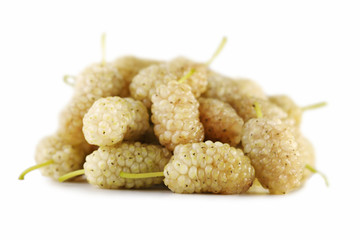 White mulberries isolated on a white background