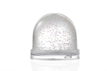 Snow christmas globe or Paperweight with glitter isolated on white