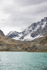 lake Kuiguk. Peaks of the Altai Mountains. Autumn landscape