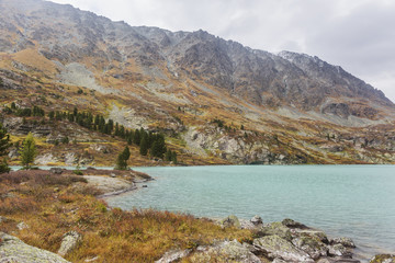 Lake Kuiguk. Altai Mountains autumn landscape