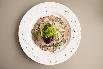 Restaurant food. Healthy meat salad. Proper nutrition concept
