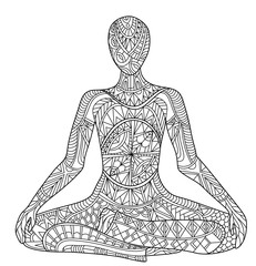 Graphic vector illustration of a woman sitting in Lotus Pose - 185021384