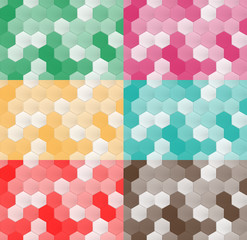 Set of seamless pattern of hexagons