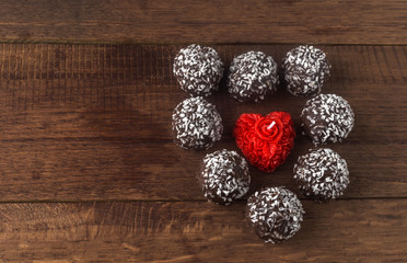 hearts cakes with red candles in the center for Valentine's day