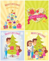 Merry Christmas and Happy Year Vector Illustration