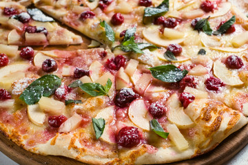 food photography art apple pie recipe. fruit pizza background concept