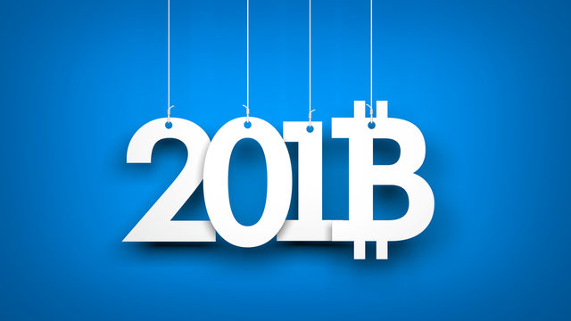 Bitcoin - symbol of Ney Year. New year illustration. 3d illustration