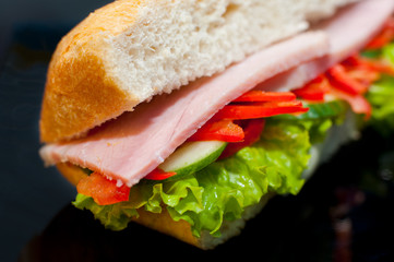 sandwich with ham, macro