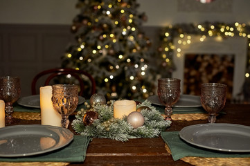 Serving Christmas buffet . A rustic, cosy style. Warm shades