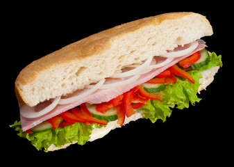 sandwich with ham and vegetables
