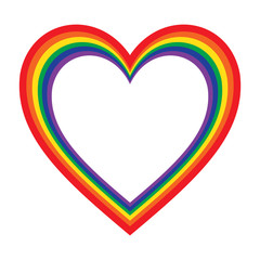 Heart shaped rainbow pride flag