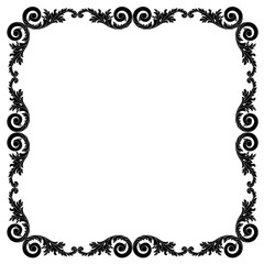 Vintage border frame engraving with retro ornament pattern in antique baroque style decorative design. Vector