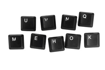 Black computer keyboard buttons isolated on white background