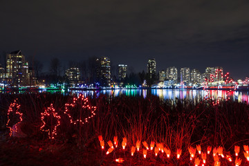 Christmas Lights at Lafarge Lake in City of Coquitlam British Columbia Canada