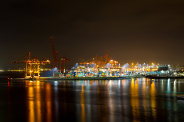 Fototapeta na wymiar Port of Vancouver BC at Night in British Columbia Canada
