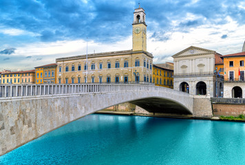 Pisa, the bridge over the Arno river. Tuscany, Italy, Europe - obrazy, fototapety, plakaty