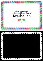 Frame and border of ribbon with the Azerbaijan flag for diplomas, congratulations, certificates. Alpha channel. 3d illustration