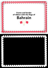 Frame and border of ribbon with the Bahrain flag for diplomas, congratulations, certificates. Alpha channel. 3d illustration