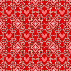 Seamless vector illustration of Valentine's Day. Pattern of abstract shapes, decorative heart