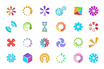 Loading icon set, cartoon style