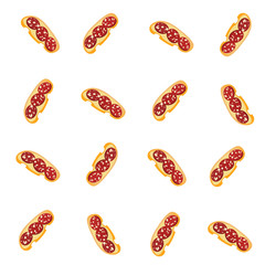 Pieces of white bread with sausage pattern