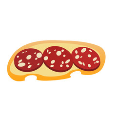 Piece of white bread with sausage