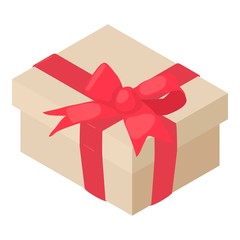 Gift birthday icon, isometric 3d style