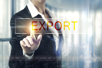 Business women touching the export screen
