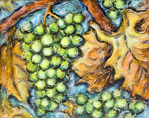 Obraz premium Ripe White Grape Illustration Painting