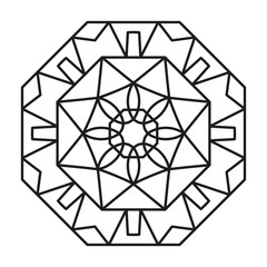 Simple Mandala Shape for Coloring. Vector Mandala. Floral. Flower. Oriental. Book Page. Outline.