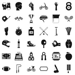 Training icons set, simple style