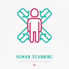 Human scanning thin line icon. Modern vector illustration of security equipment.