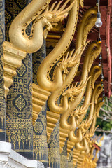 Fototapeta premium Decoration of the Wat Mahathat - a Buddhist temple in Luang Prabang, Laos