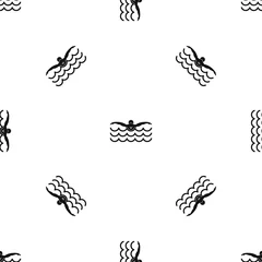 Foto op Plexiglas Butterfly swimmer pattern seamless black © ylivdesign