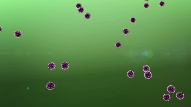 Coronavirus cell and Lymphocytes, T-lymphocytes attack the viruses, virus attacked by lymphocytes, Macrophage on the bllue background