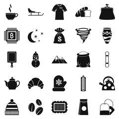 Coffee cup icons set, simple style