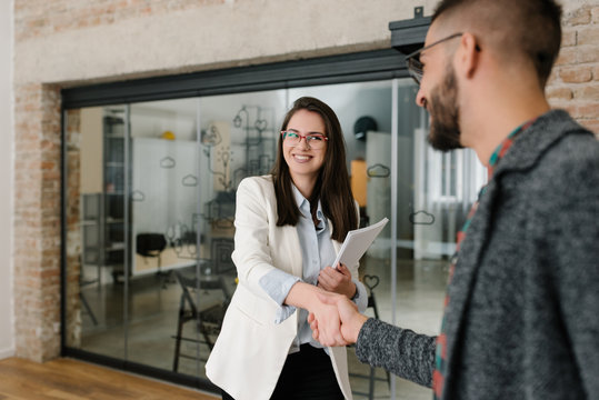 Firm handshake at a job interview