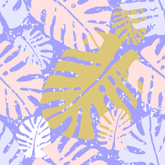 Tropical Monstera Leaves Seamless Pattern. Trendy exotic background for textile, wallpaper, posters, banners, invitations, greeting cards, anniversary, wrapping paper, web, blog, social media
