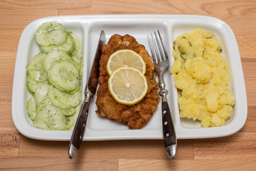 schnitzel wiener fried chicken potato salad