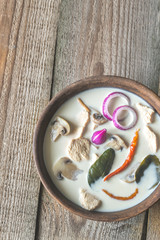 Bowl of thai tom kha kai soup