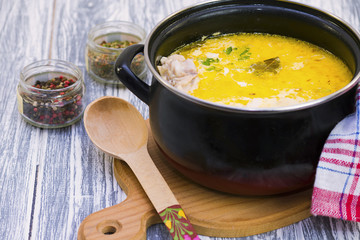 cheese soup with chicken broth