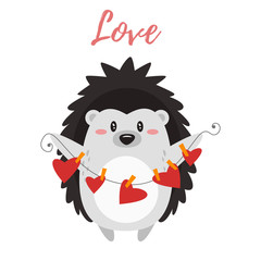 Valentine's day  card with hedgehog