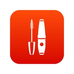 Mascara, mascara brush icon digital red