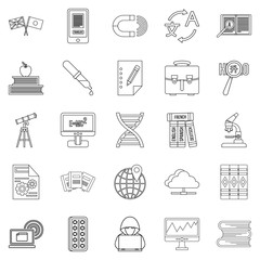 Academic degree icons set, outline style
