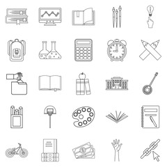 Scholastic degree icons set, outline style