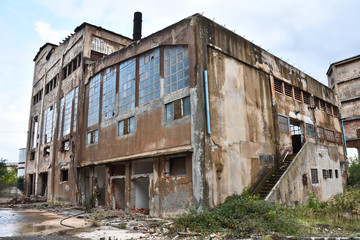 Fototapeta na wymiar Abandoned industrial zone in Chroatia under overcast weather. 
