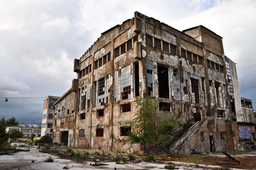 Abandoned industrial zone in Chroatia under overcast weather. 